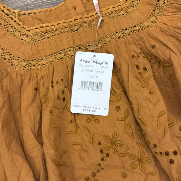 Free People Mustard embroidered top - Picture 2 of 5